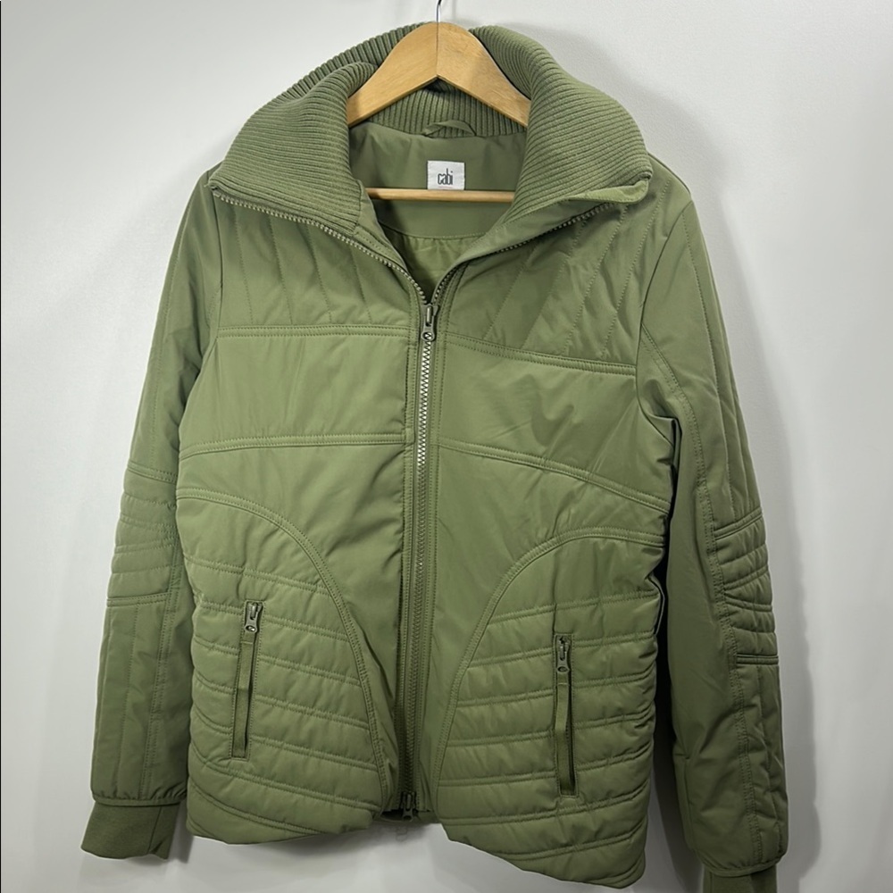 CAbi Olive Green Quilted Puffer Jacket